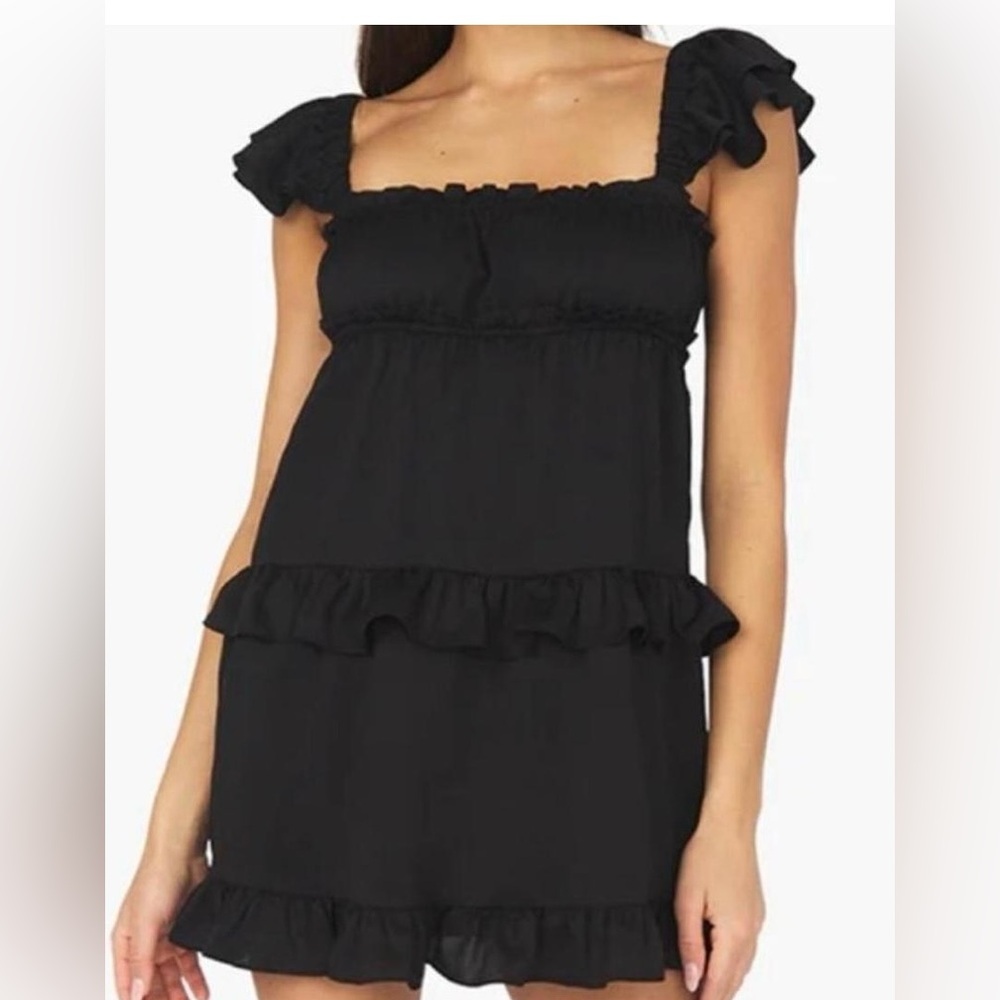 Weworewhat Black Ruffle Dress